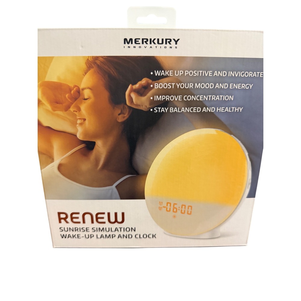 Merkury Innovations Renew Sunrise Simulation Wake-Up Lamp Alarm Clock Radio USB